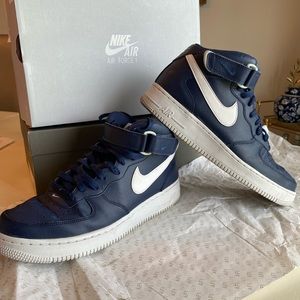 Men’s blue and white high top Air Force ones